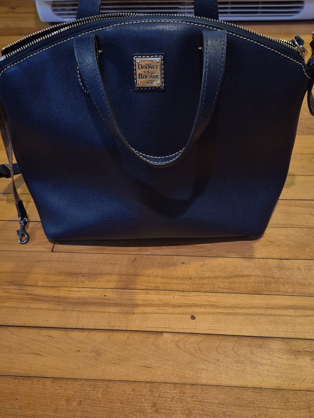 Dooney & Bourke Navy Saffiano Tote with Gold Logo